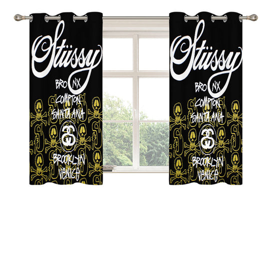 Stussy Skulls Pattern Peach Skin Window Curtains