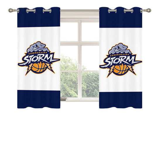 Summerside Blue Storm Peach Skin Window Curtains