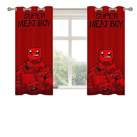 Super Meat Boy Cartoon Peach Skin Window Curtains