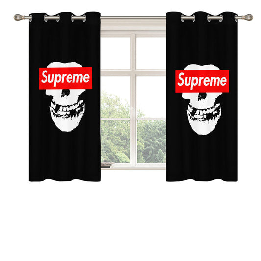 Supreme Black Skull Peach Skin Window Curtains