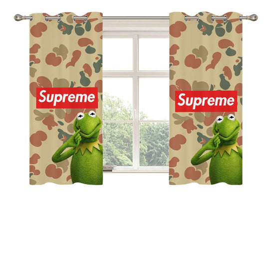 Supreme Kermit Camouflage Peach Skin Window Curtains