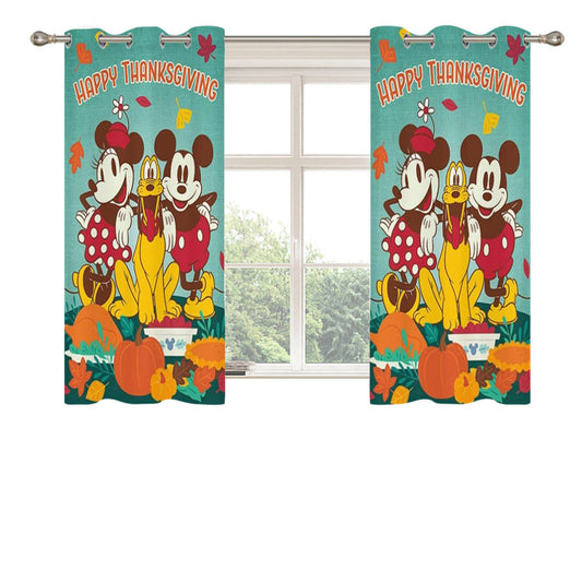 Thanksgiving Feast Mickey And Minnie Peach Skin Window Curtains