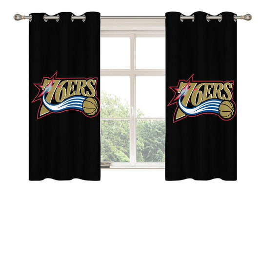 76Ers Basketball Team Logo Peach Skin Window Curtains