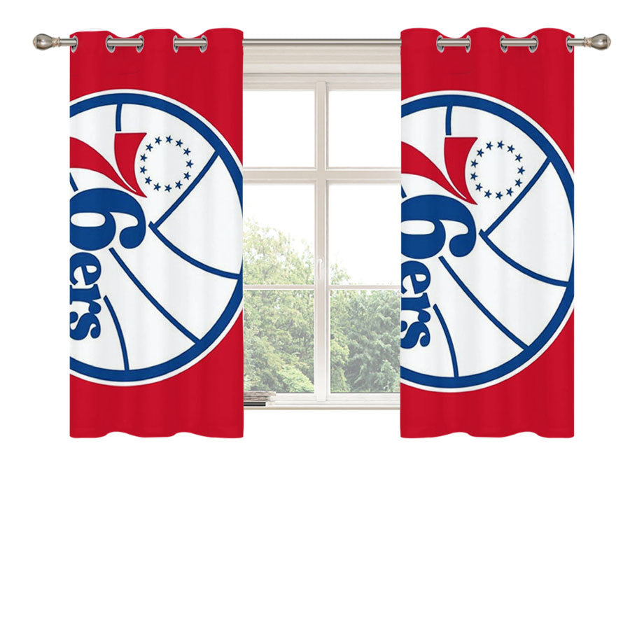 76Ers Blu White Red Peach Skin Window Curtains