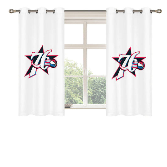 76Ers Logo Ball Back Peach Skin Window Curtains