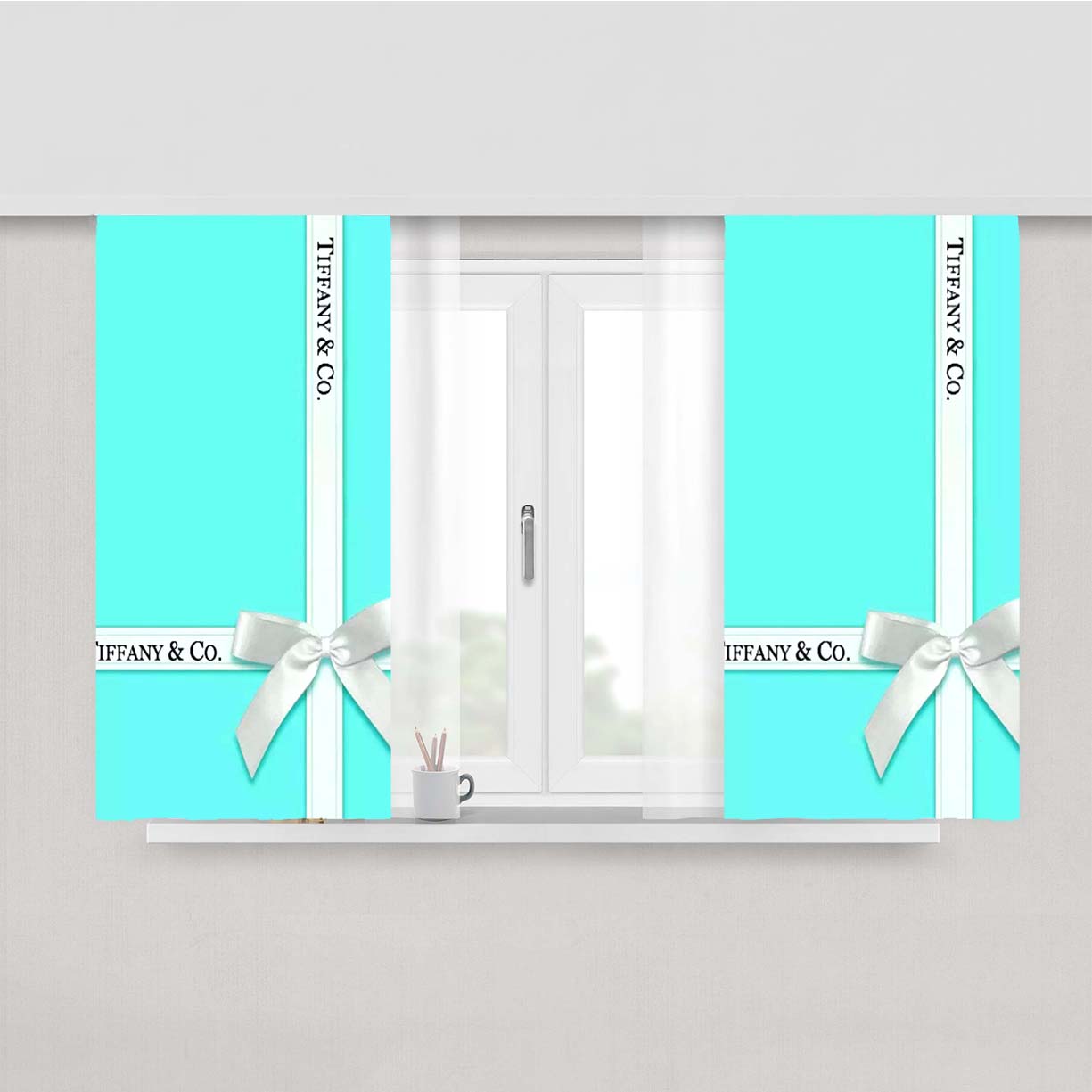 Blue Tiffany And Co Peach Skin Window Curtains