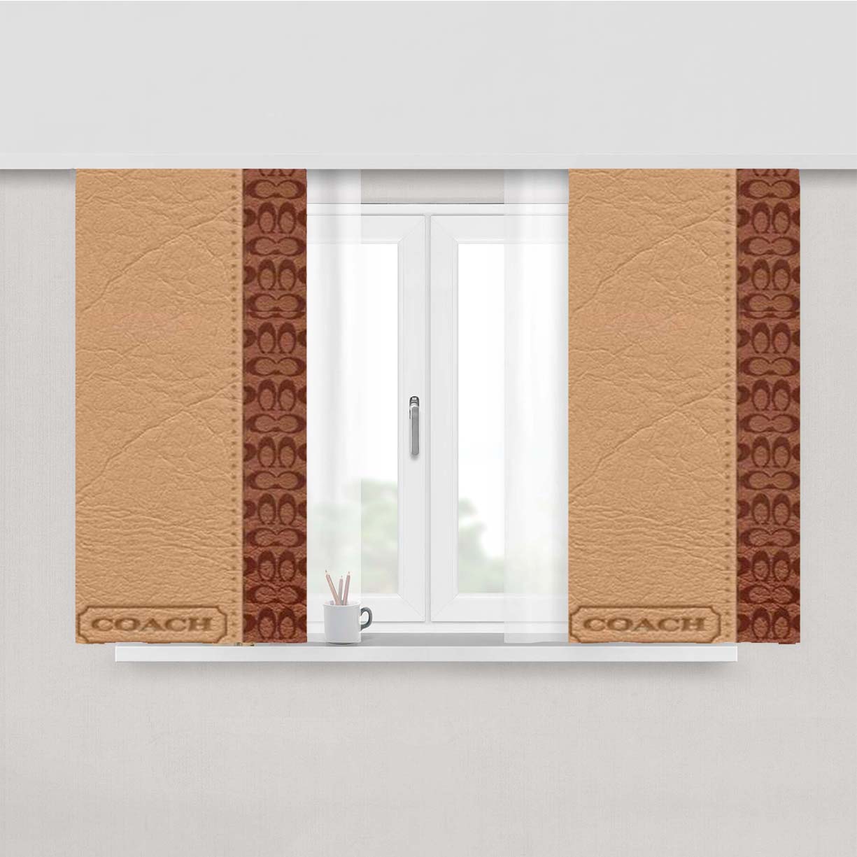 Coach Brown Peach Skin Window Curtains