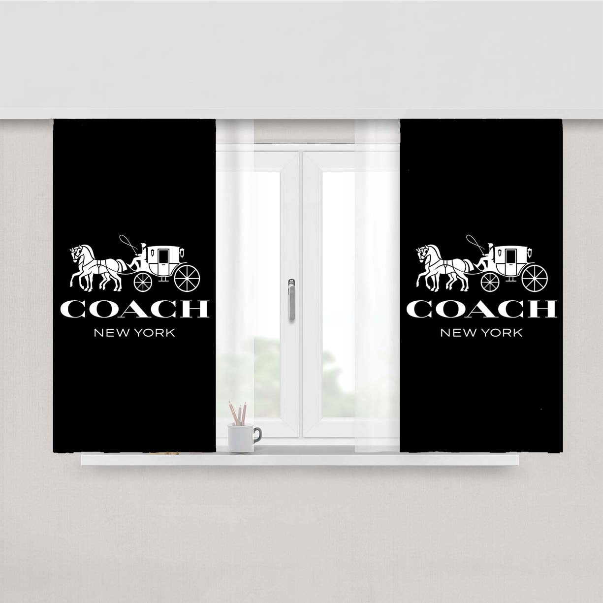 Coach Logo 2 Peach Skin Window Curtains