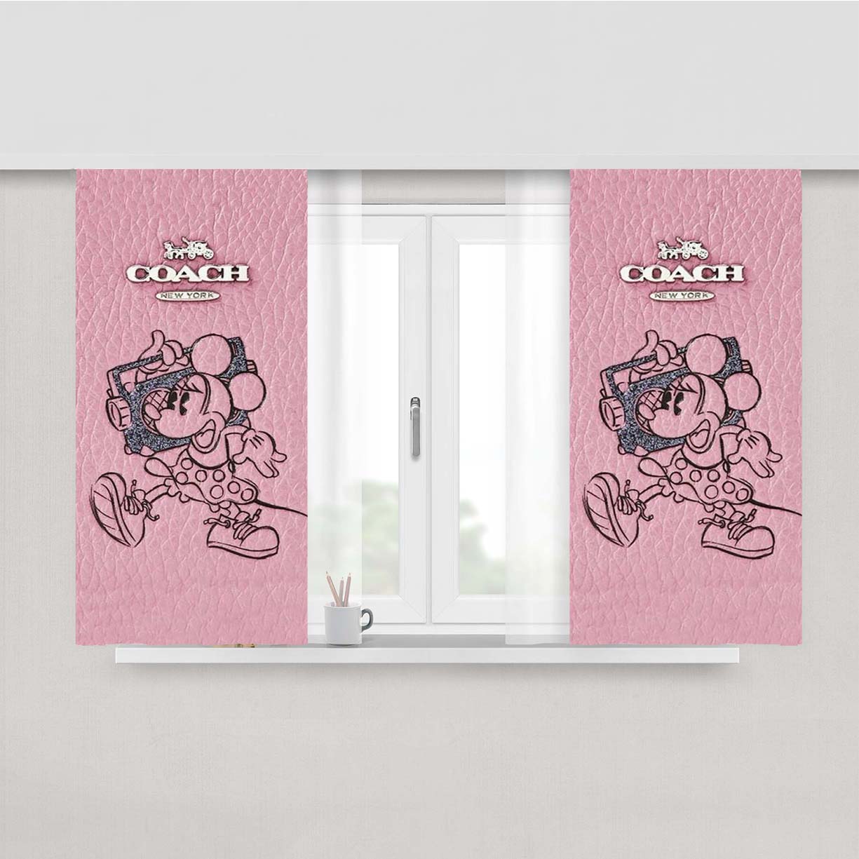 Coach Minnie Mouse Pink Peach Skin Window Curtains