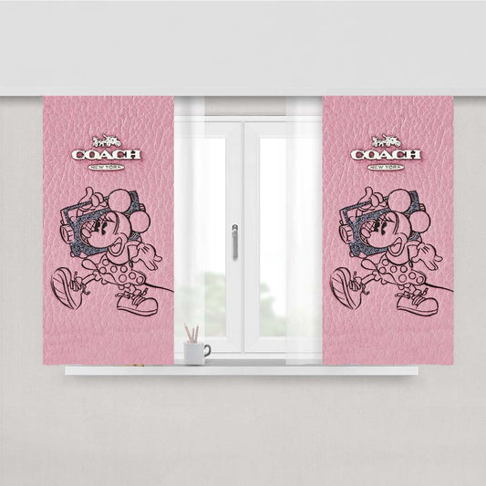 Coach Minnie Mouse Pink Peach Skin Window Curtains
