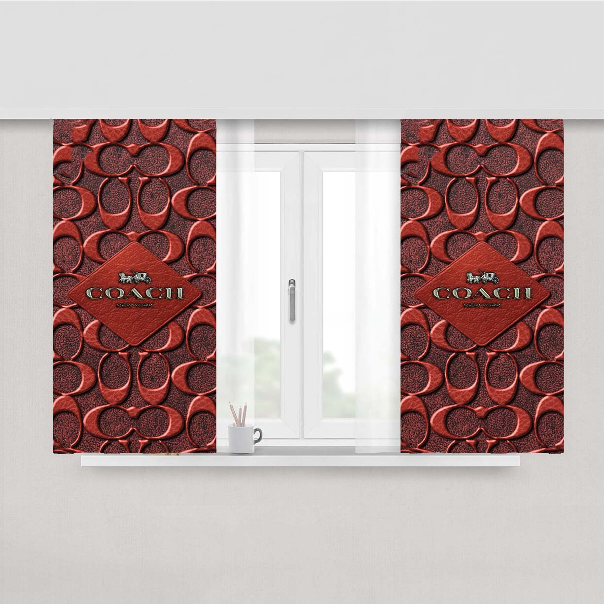 Coach New York Brown Peach Skin Window Curtains