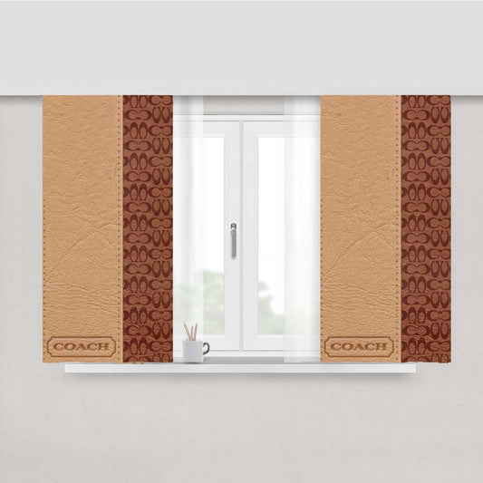 Coach New York Brown Leather Peach Skin Window Curtains