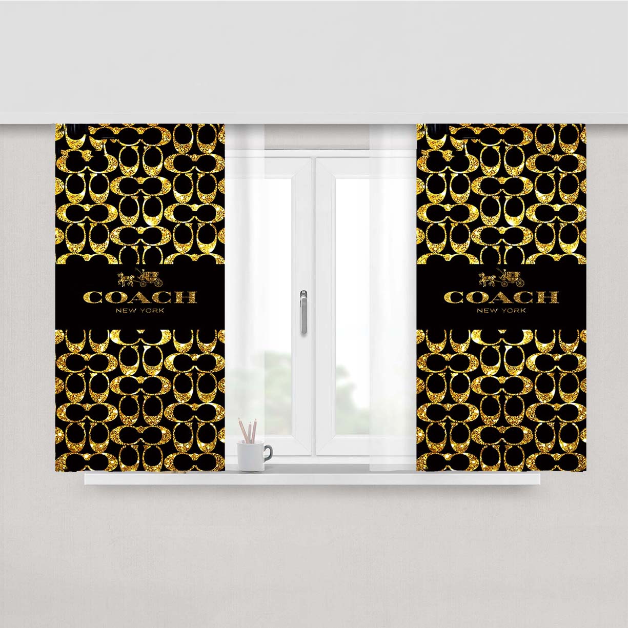 Coach New York Golden Peach Skin Window Curtains