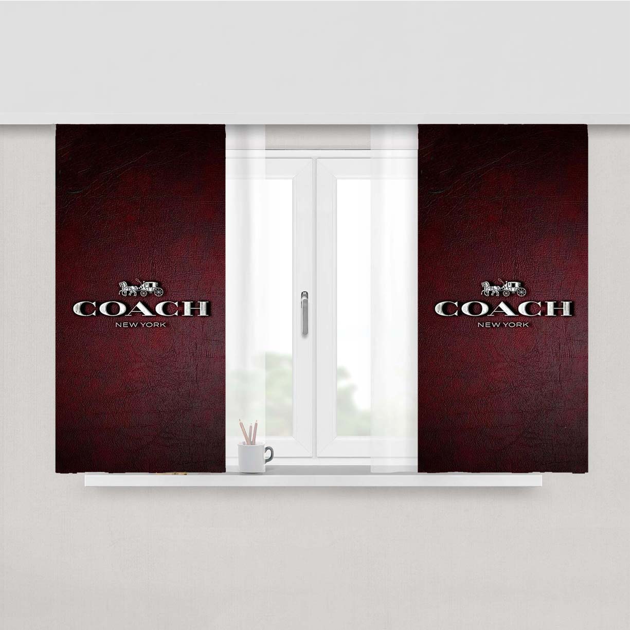 Coach New York Logo Leather Peach Skin Window Curtains