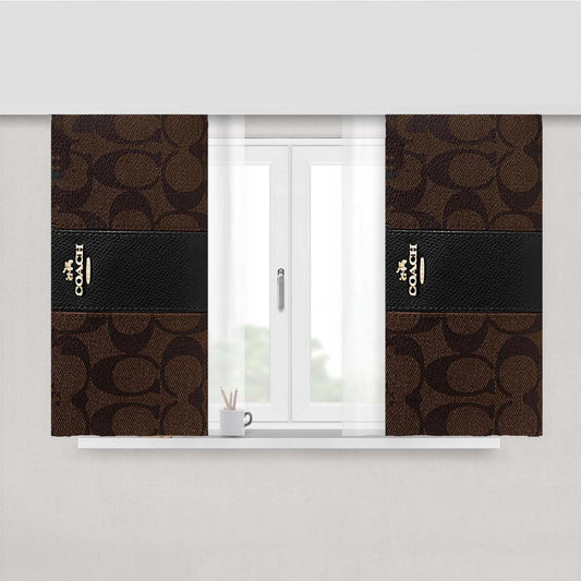 Coach Wallet Pattern Peach Skin Window Curtains