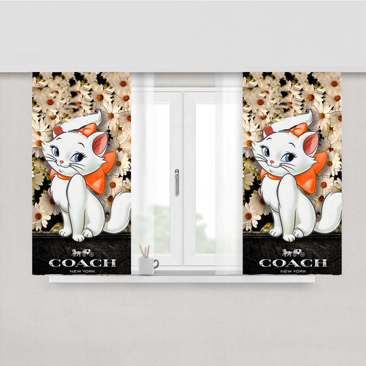 Flowers Coach Cat Marie Peach Skin Window Curtains