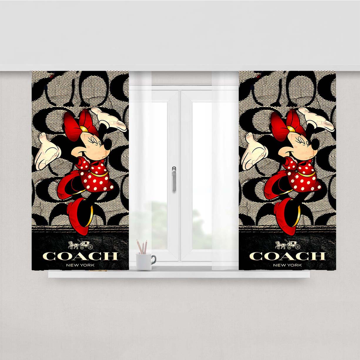 Happy Coach Minnie Mouse Happy Fabric Window Curtains
