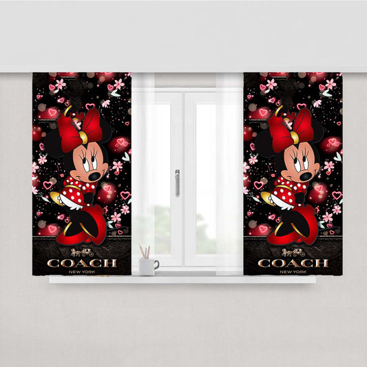 Minnie Mouse Coach Flowers New Peach Skin Window Curtains