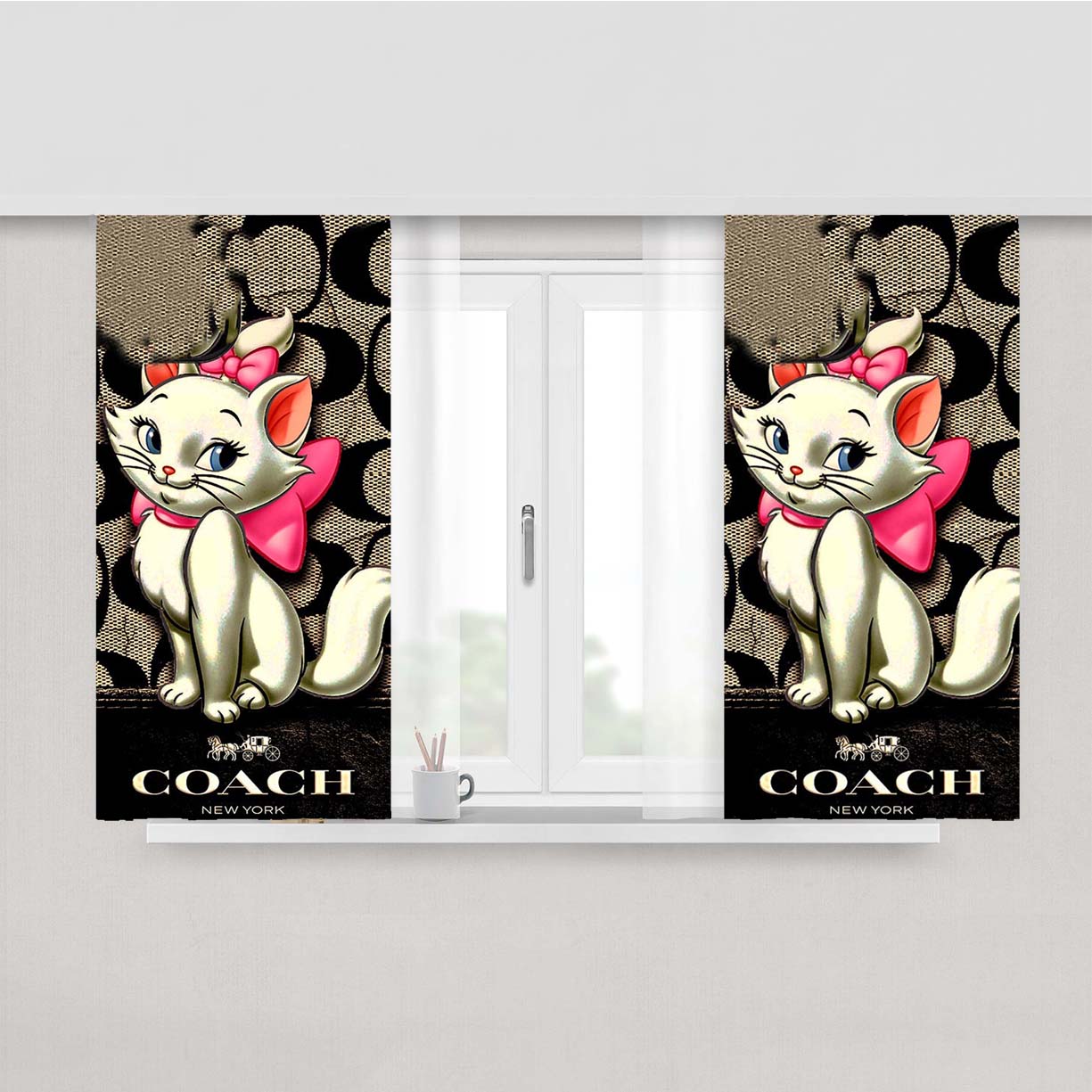New Coach Cat Marie Peach Skin Window Curtains