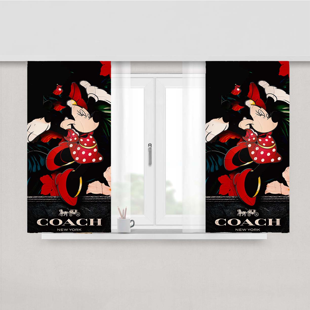 New Coach Minnie Mouse Happy Peach Skin Window Curtains