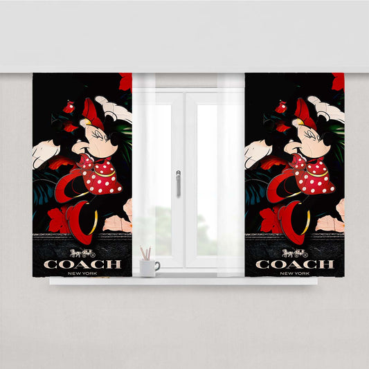 New Coach Minnie Mouse Happy Peach Skin Window Curtains