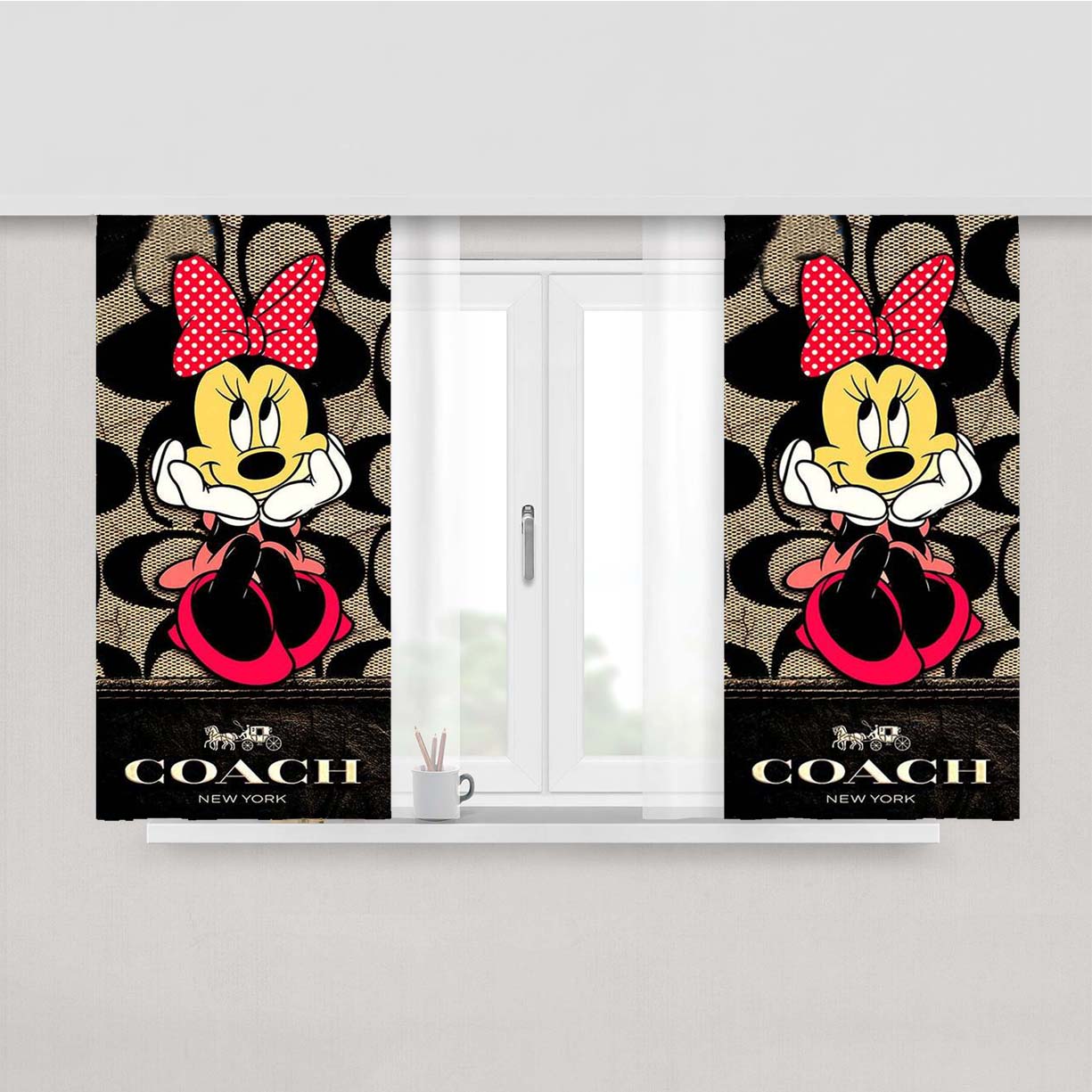 Sweet Coach Minnie Mouse Cool Peach Skin Window Curtains