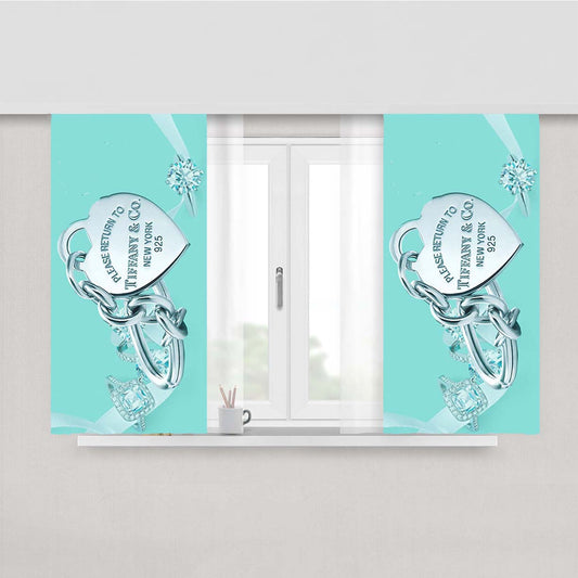 Tiffany And Co Emblem Peach Skin Window Curtains