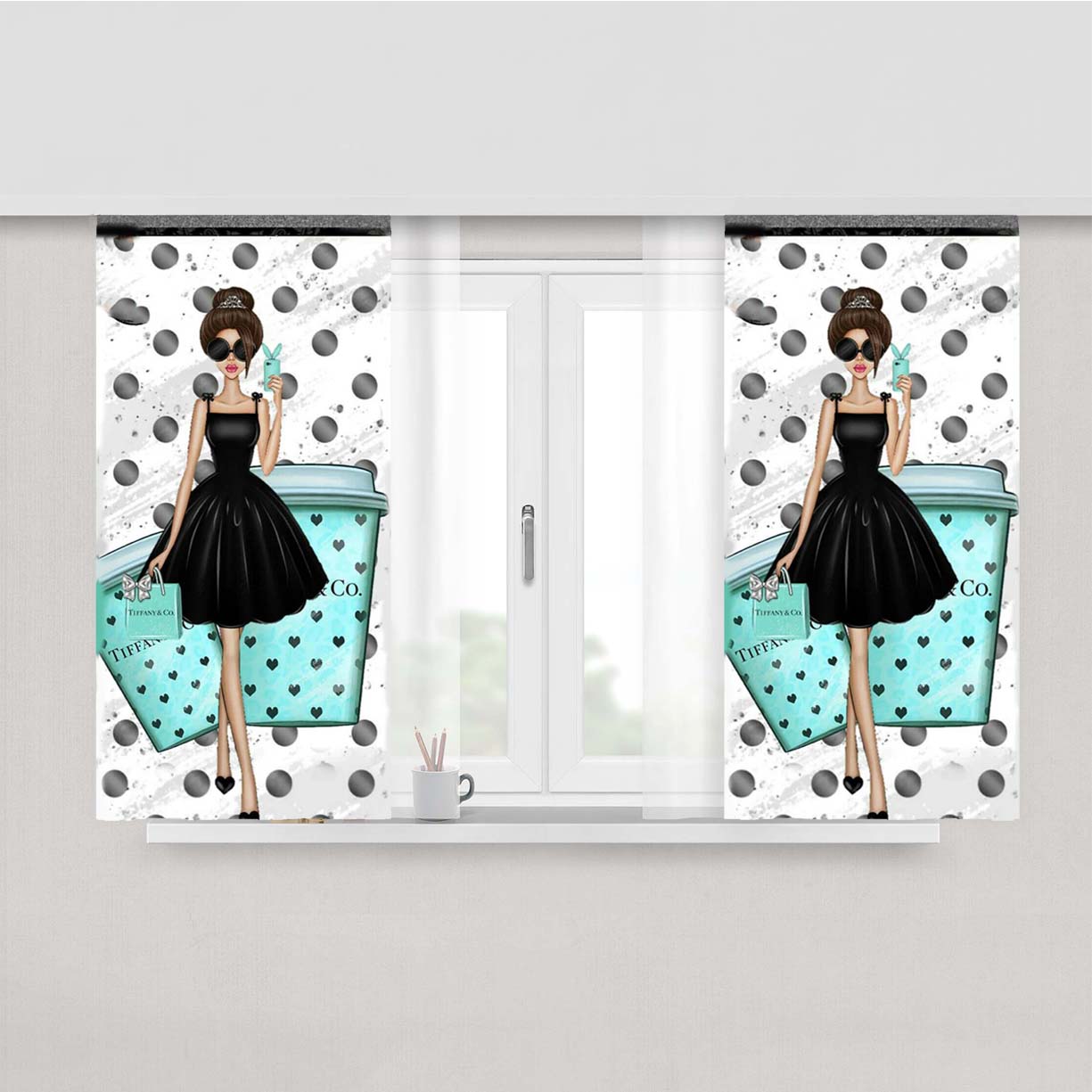 Tiffany And Co Girl Peach Skin Window Curtains