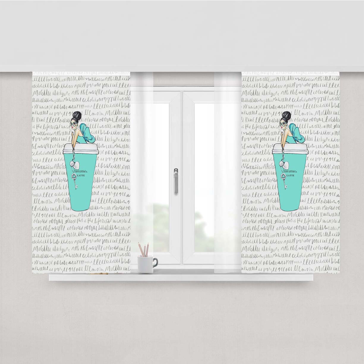 Tiffany And Co Sketch Peach Skin Window Curtains