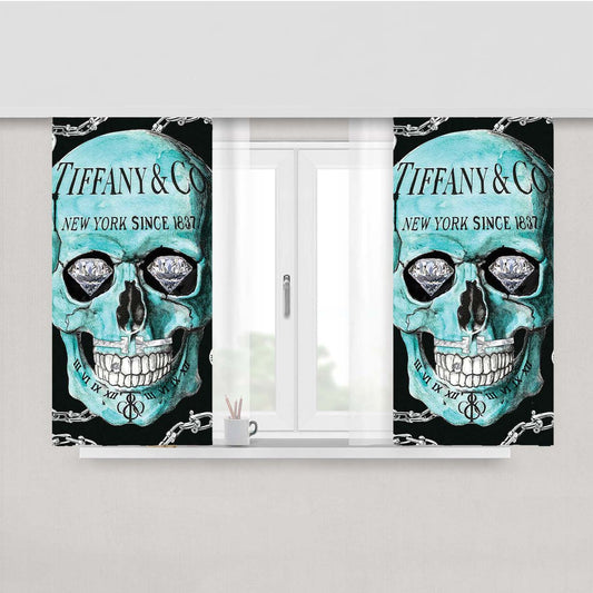 Tiffany And Co Skull Di Peach Skin Window Curtains